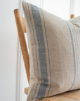 Linen Navy Stripe Pillow Cover 02