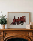 Vintage Winter Print | Red Train
