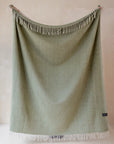 Recycled Wool Blanket- Olive Herringbone