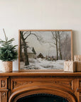 Vintage Winter Landscape Print | Barn in a Forrest