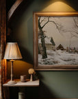 Vintage Winter Landscape Print | Barn in a Forrest