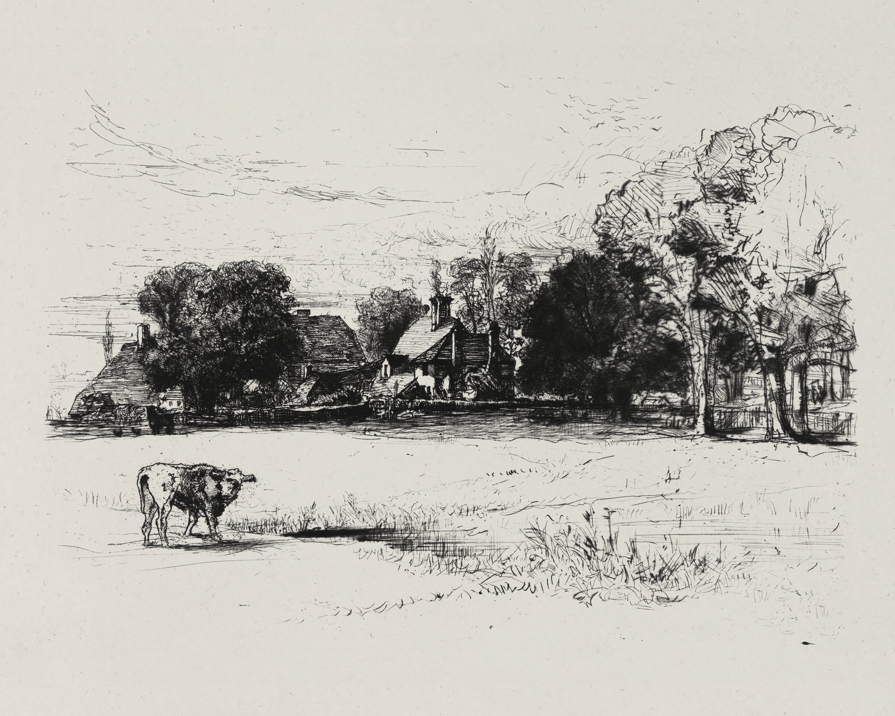 Vintage Landscape Print - Farm Sketch