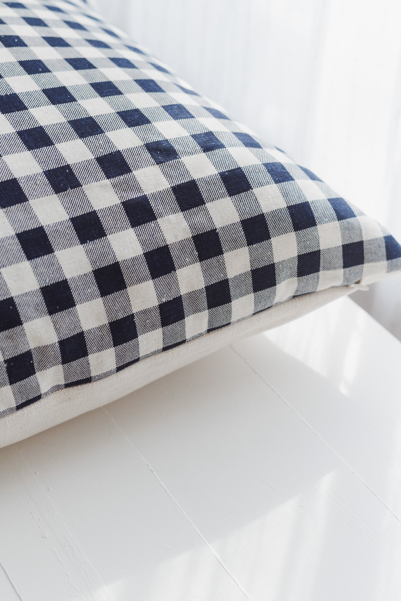 Navy Gingham Pillow. Country Pillow. Shabby chic pillow. Country Living Magazine pillows. 