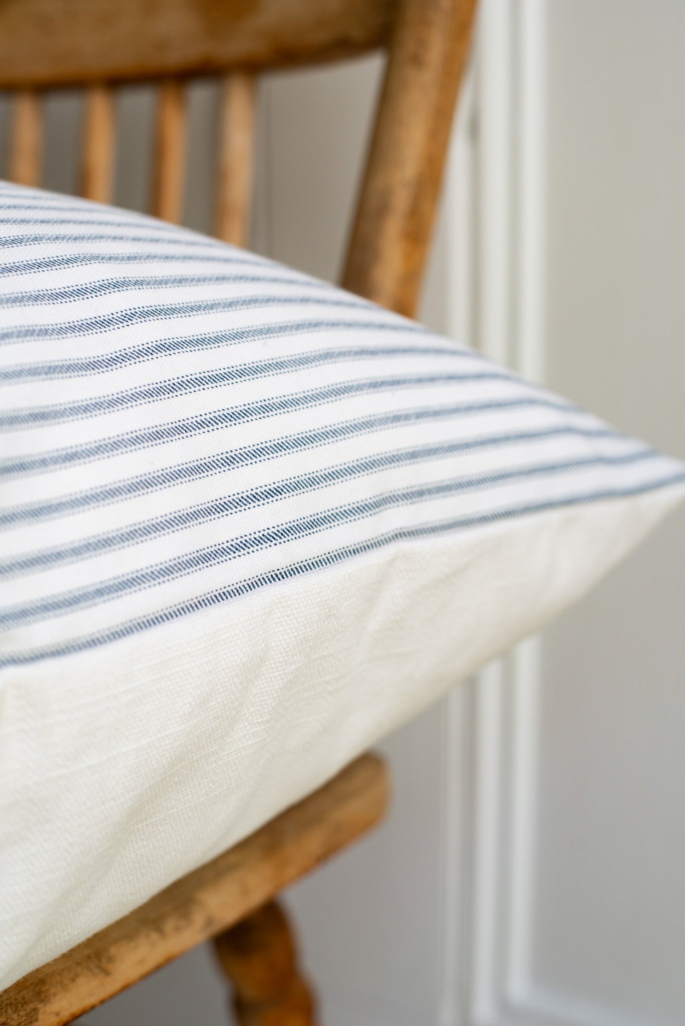 Navy Ticking Stripe Pillow Cover