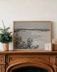 Vintage Winter Landscape Print | Frozen Lake