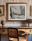 Vintage Winter Landscape Print | Barn in a Forrest