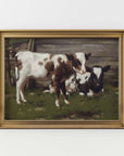 Vintage Landscape Print | Little Cows