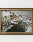 Vintage Winter Still Life Print | Mansion on the River