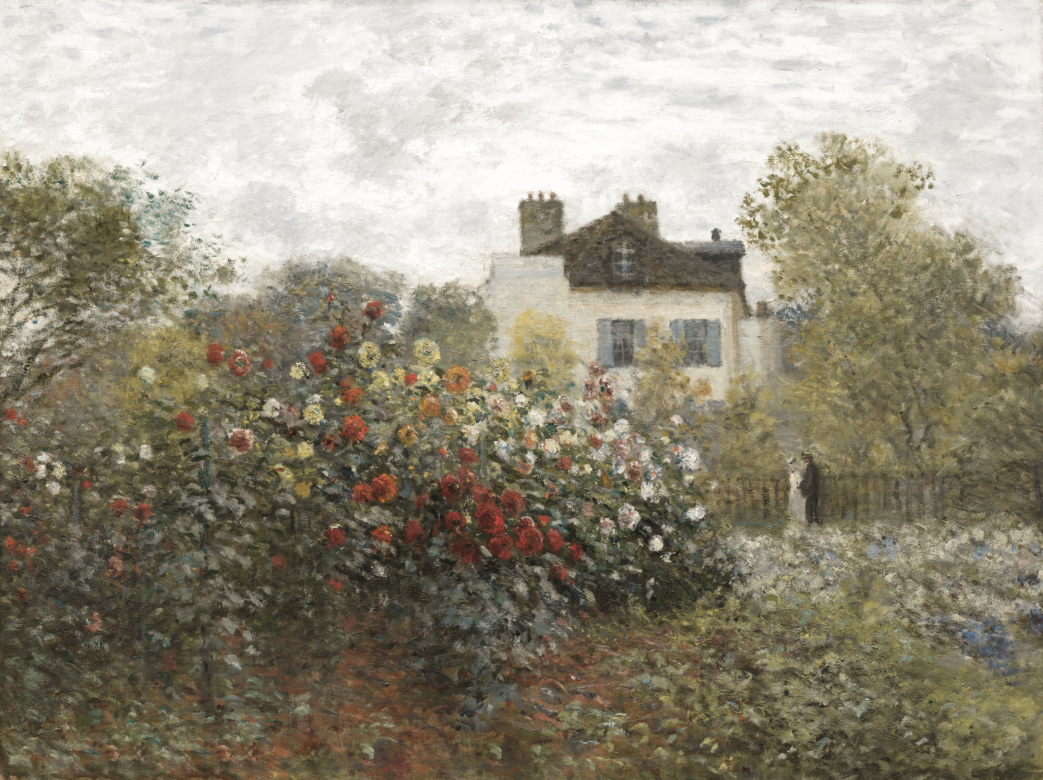 Vintage Landscape Print - Monet Flowers