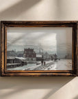 Vintage Winter Landscape Print | Moody Old Town