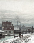 Vintage Winter Landscape Print | Moody Old Town