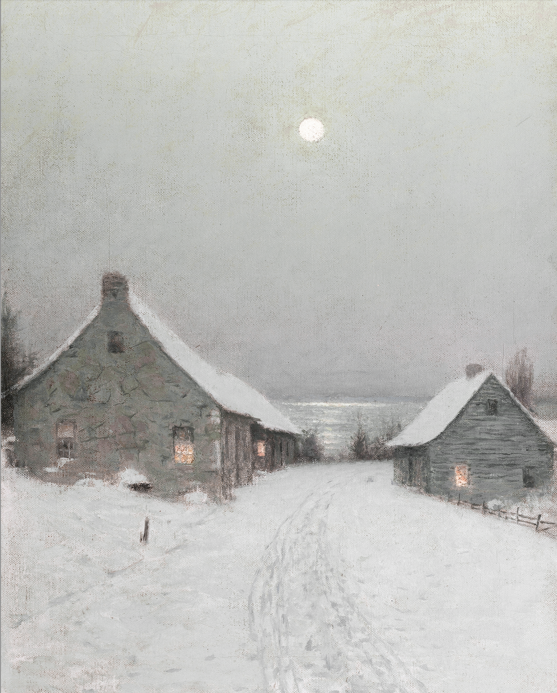 Vintage Landscape Print | Winter Village