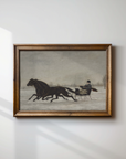 Vintage Winter Landscape Print | Horse Drawn Sleigh