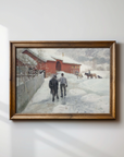 Vintage Winter Landscape Print | Winter Stables