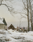 Vintage Winter Landscape Print | Barn in a Forrest