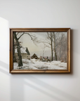 Vintage Winter Landscape Print | Barn in a Forrest