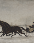 Vintage Winter Landscape Print | Horse Drawn Sleigh