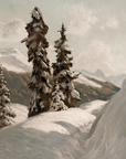 Vintage Winter Landscape Print | Spruce on the Mountain