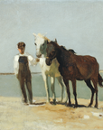 Vintage Seascape Print | Boy with Horses