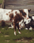 Vintage Landscape Print | Little Cows