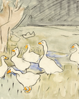 Vintage Nursery Print | Family of Ducks