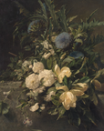 Vintage Still Life Print | White and Blue Floral