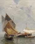 Vintage Seascape Print | Sitting Boats