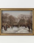 Vintage Winter Landscape Print | Skating