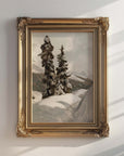 Vintage Winter Landscape Print | Spruce on the Mountain