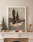 Vintage Winter Landscape Print | Spruce on the Mountain