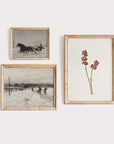 Vintage Winter Landscape Print | Horse Drawn Sleigh