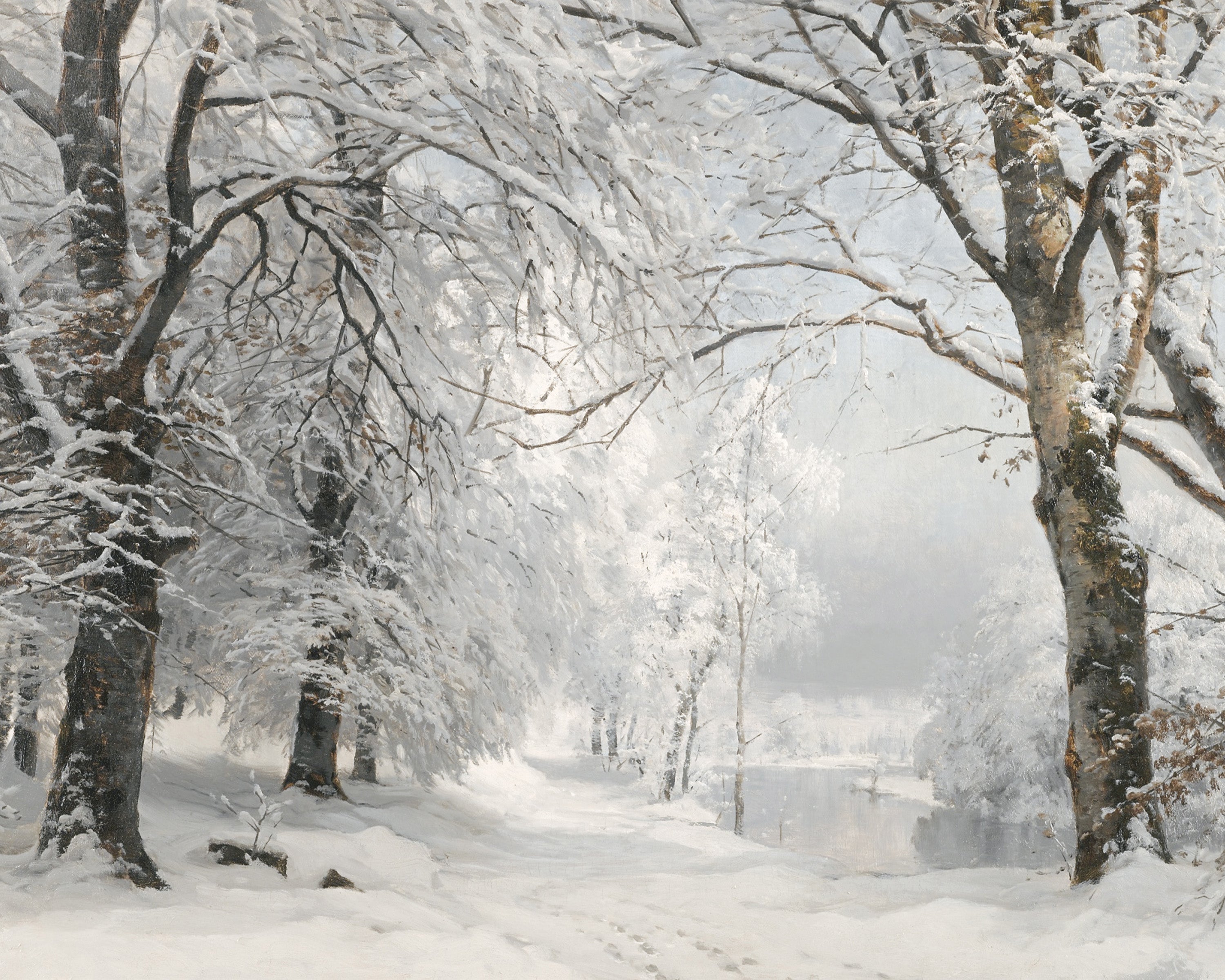 Vintage Winter Landscape Print | Snowy Path