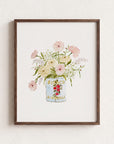 Bianco Tin with Flower Bouquet Watercolour Wall Art Print