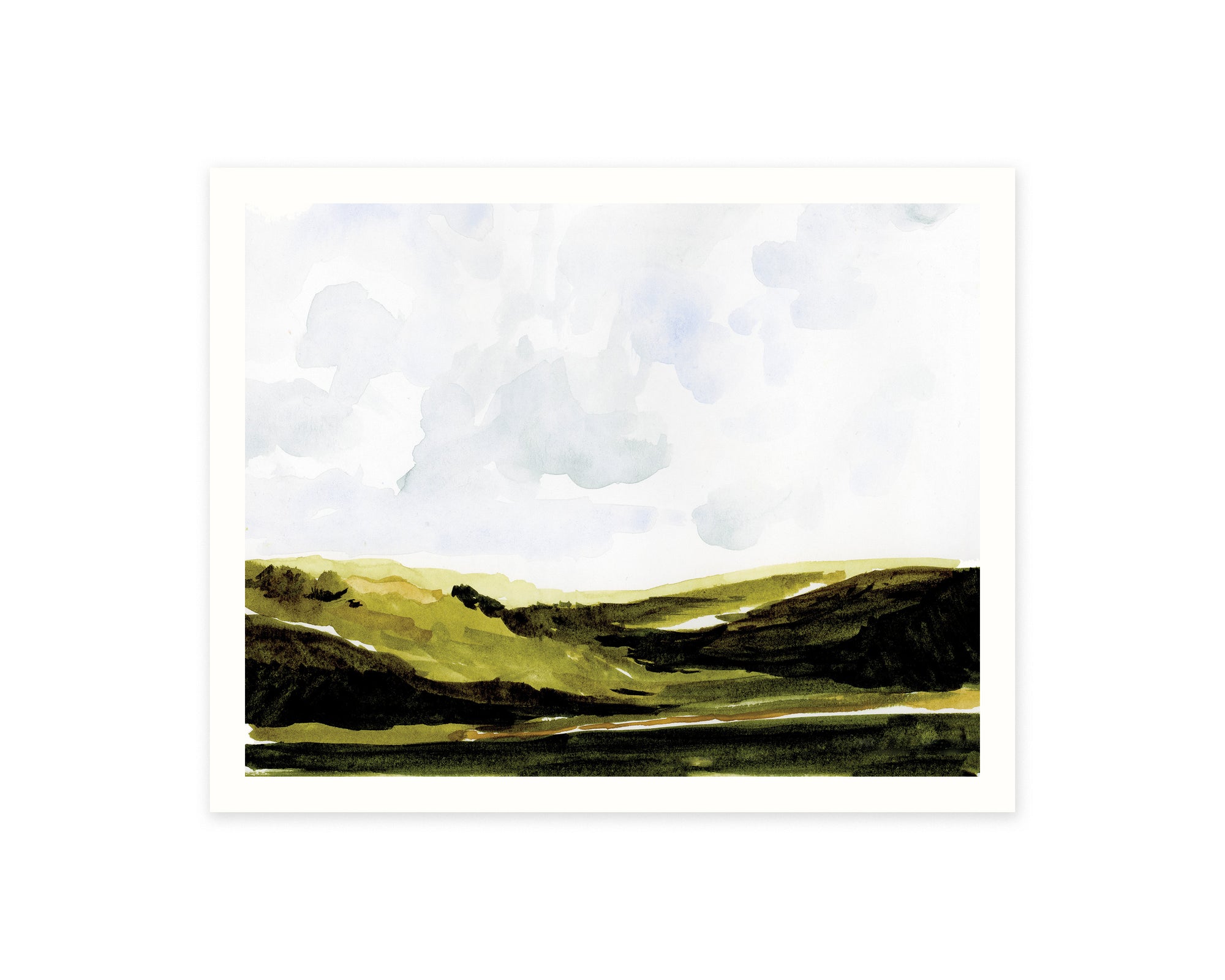 In the Meadow Landscape Watercolour Print