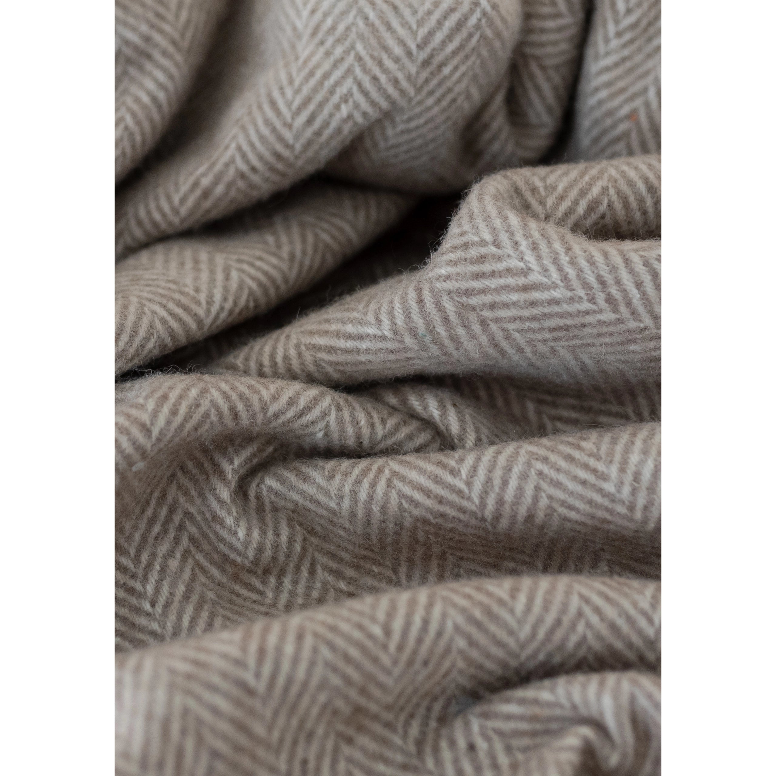 Recycled Wool Blanket - Natural Herringbone