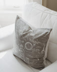 French Country Pillow Cover. White and Grey Toile. Artisan made Pillow Cover.