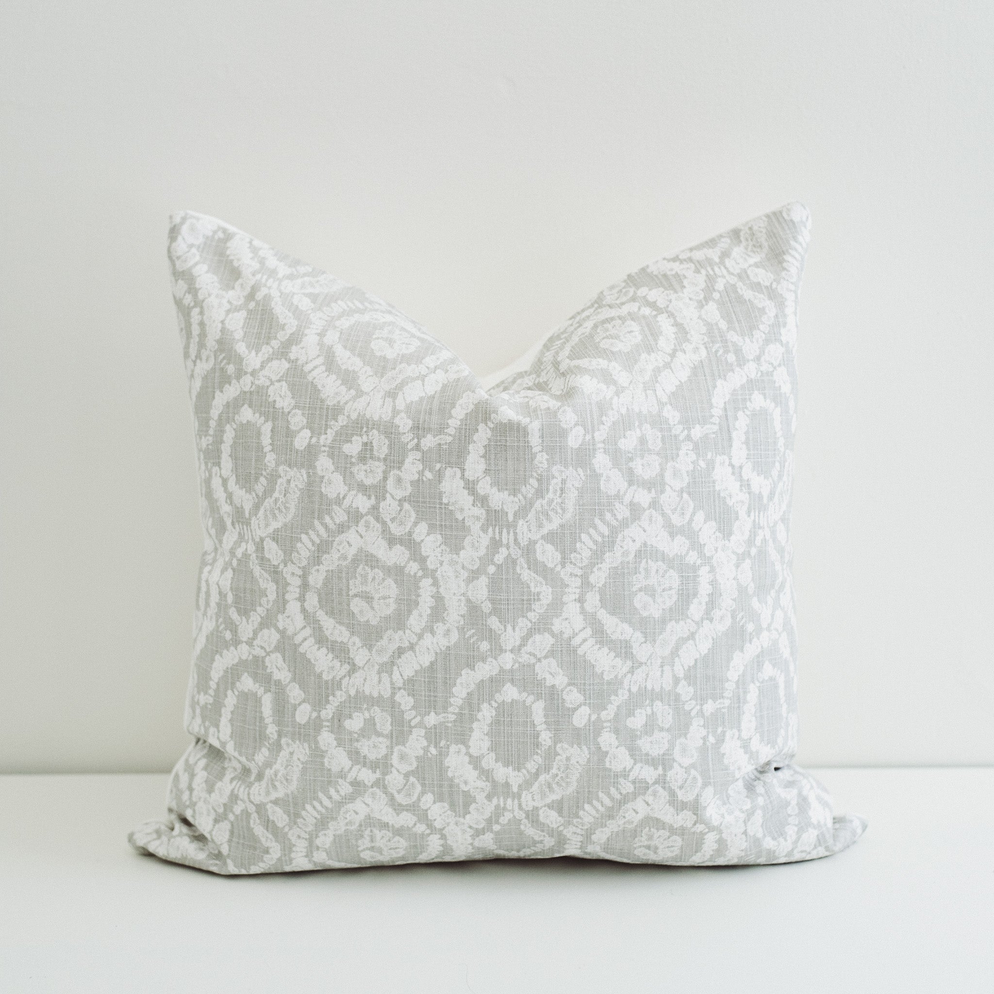 White and grey floral pillow. Artisan made Pillow Cover.