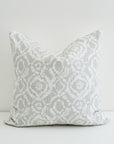 White and grey floral pillow. Artisan made Pillow Cover.