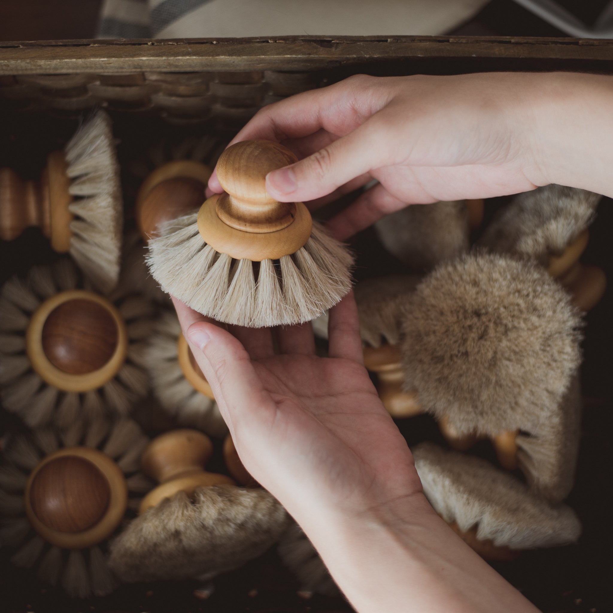 Sweedish Horsehair Dish Brush. This handmade wooden dish brush is very special and has been hand crafted by visually impaired craftsman in Sweden.