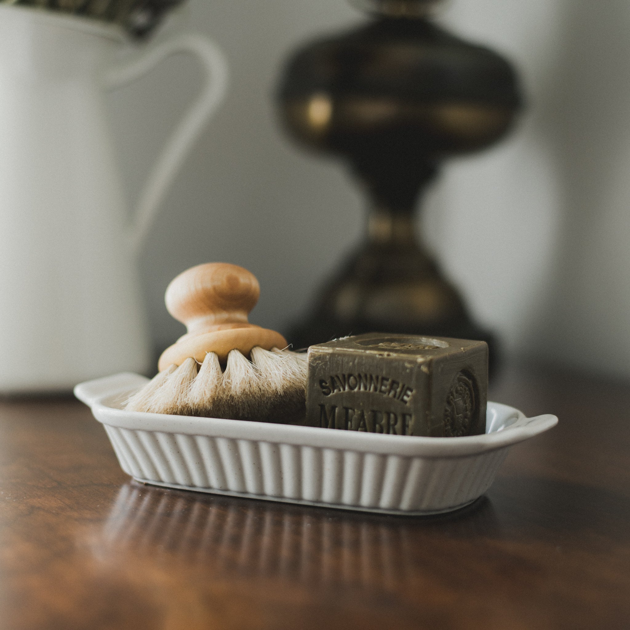 Handmade Dish Brush and Marseille Block Soap