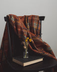 Deep Red Plaid Blanket made from recycled wool and recycled fibres. Eco-friendly wool blanket that is machine washable. Tartan Blanket Co. Festive Plaid Blanket. Stewart Royal Antique Tartan.