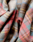 Caramel Red Plaid Blanket made from recycled wool and recycled fibres. Eco-friendly wool blanket that is machine washable. Tartan Blanket Co. Fireside Blanket. Stewart Dress Antique Tartan.