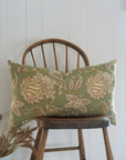 Green paisley pillow cover. Old victorian home pillow cover. Victorian pillow cover. Old english pattern. Old victorian pattern. Artisan made pillows. 