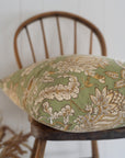 Green paisley pillow cover. Old victorian home pillow cover. Victorian pillow cover. Old english pattern. Old victorian pattern. Artisan made pillows. 