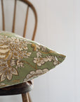 Green paisley pillow cover. Old victorian home pillow cover. Victorian pillow cover. Old english pattern. Old victorian pattern. Artisan made pillows. 